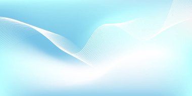 Parlak çizgi dalgalarıyla soyut mavi eğimli arkaplan. Pankart, poster, kapak, broşür, broşür, web sitesi için minimalist arkaplan