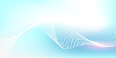 Parlak çizgi dalgalarıyla soyut mavi eğimli arkaplan. Pankart, poster, kapak, broşür, broşür, web sitesi için minimalist arkaplan