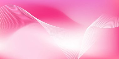 Parlak çizgi dalgaları olan soyut pembe eğimli arka plan. Pankart, poster, kapak, broşür, broşür, web sitesi için minimalist arkaplan