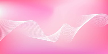 Parlak çizgi dalgaları olan soyut pembe eğimli arka plan. Pankart, poster, kapak, broşür, broşür, web sitesi için minimalist arkaplan