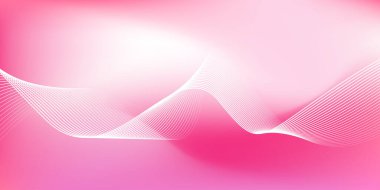 Parlak çizgi dalgaları olan soyut pembe eğimli arka plan. Pankart, poster, kapak, broşür, broşür, web sitesi için minimalist arkaplan