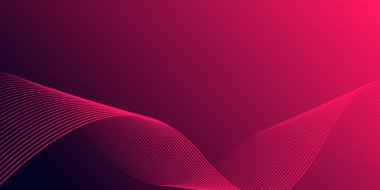 Gradyan pembe arka planda soyut parlak dalga çizgileri. Dinamik dalga deseni. Modern dalgalı hatlar. Gelecekçi teknoloji konsepti. Pankart, poster, kapak, broşür, broşür, web sitesi