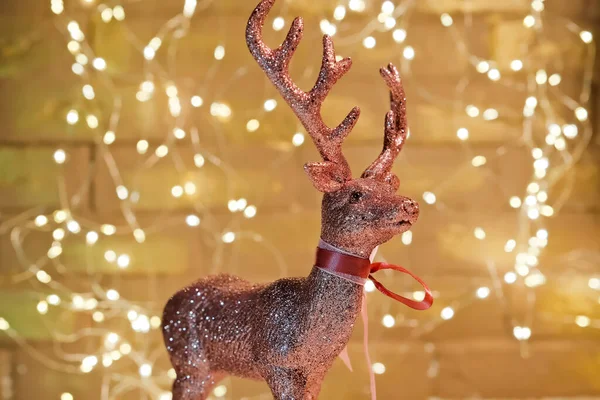 Brinquedo Ano Novo Veados Ano Novo Luzes Férias Árvore Natal — Fotografia de Stock