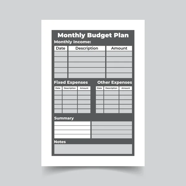 Modelo Plano Orçamental Mensal Plano Rendimento Mensal — Fotografia de Stock