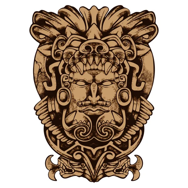 Aztec Mayan Inca Guerrier Visage Vecteur Design — Photo