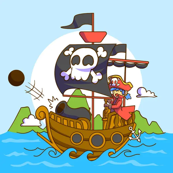 cute pirate vector illustration, pirate cartoon