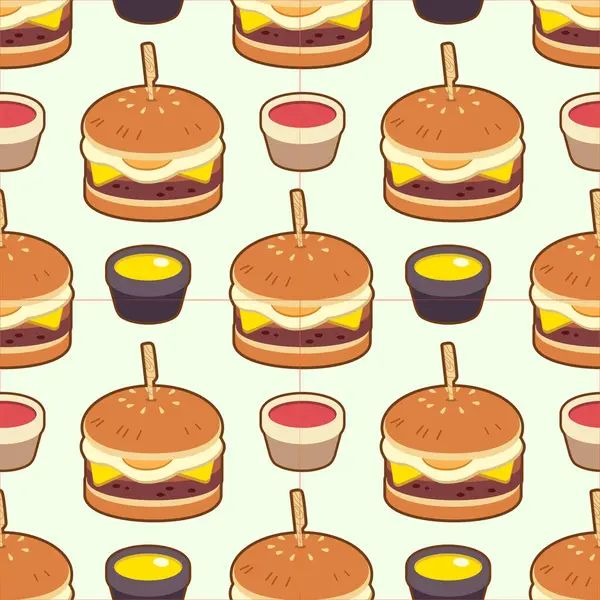 burger with chilli sauce and ketchup seamless pattern