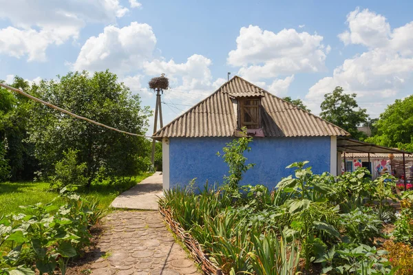 Casa Azul Aldeia Trikraty Região Mykolaiv Distrito Voznesensky Ucrânia — Fotografia de Stock
