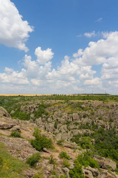 stock image View of Aktove Canyon is a canyon near the Aktove village, on the Mertvovod river in the Voznesenskyi region of Mykolaiv Oblast of Ukraine