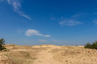 Oleshkiv kumlarının manzarası - Kherson şehrinin yakınındaki Ukrayna çölü. Ukrayna