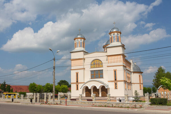 View of the Church of the Three Saints (Biserica Sfinii Trei Ierarhi) on a sunny day in the city of Prejmer, Braov,Transylvanian Saxon, Romania
