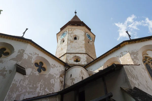 stock image View of the bell tower of historical Church-fortress in the city of Prejmer. Transylvania. Romania