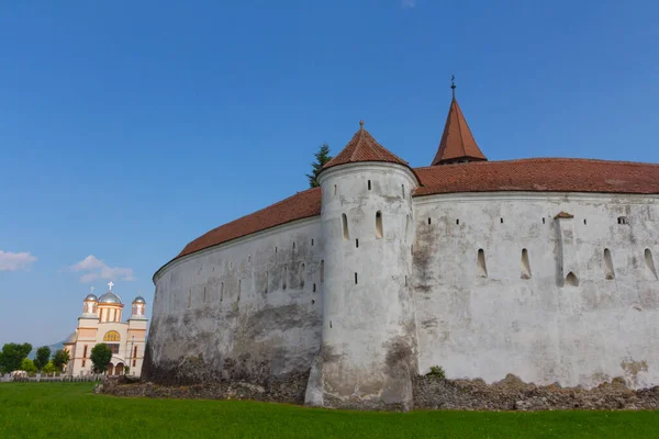 Prejmer Şehrindeki Tarihi Kilise Kale Manzarası Transilvanya Romanya — Stok fotoğraf
