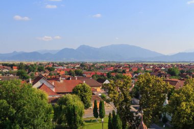 Harman şehrinin yüksek bir noktasından görüntüsü. Transilvanya. Romanya