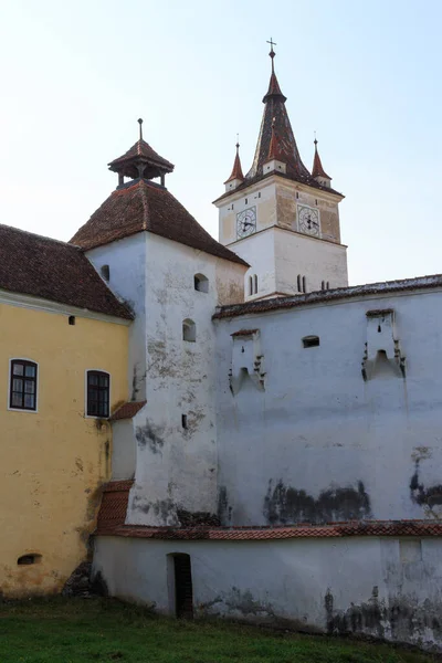 Vista Histórica Iglesia Fortaleza Ciudad Hrman Transilvania Rumanía —  Fotos de Stock