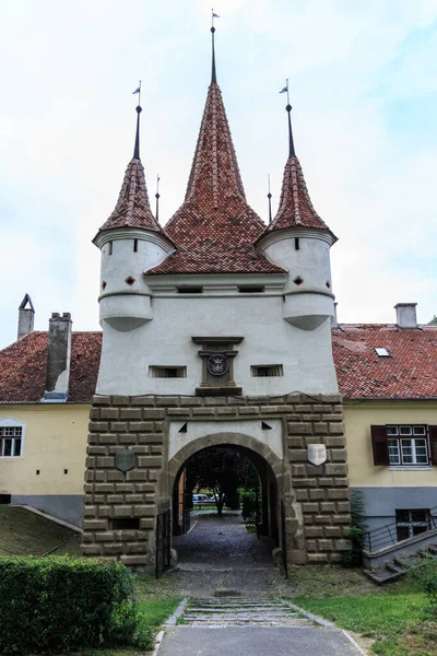 Utsikt Över Katarinas Port Den Äldsta Porten Staden Brasov Rumänien — Stockfoto