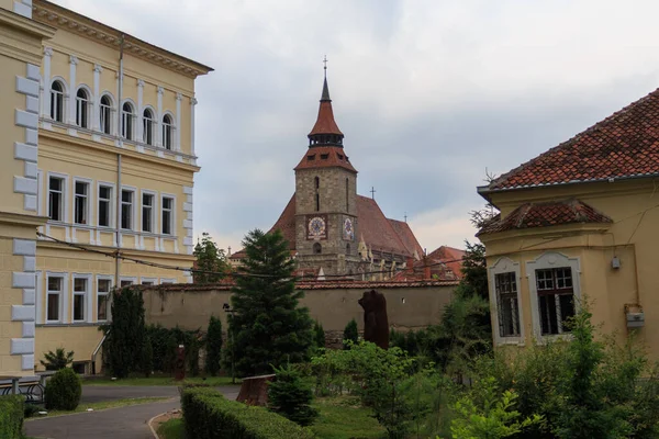 Widok Czarny Kościół Średniowieczny Gotycki Kościół Mieście Brasov Rumunia — Zdjęcie stockowe