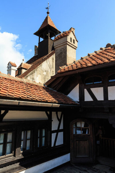The roof and walls of the famous Bran Castle (Dracula's Castle). Transylvania. Romania