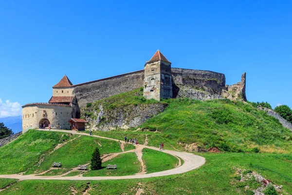 Utsikt Över Rasnov Citadel Medeltida Fästning Bergen Transsylvanien Rumänien — Stockfoto