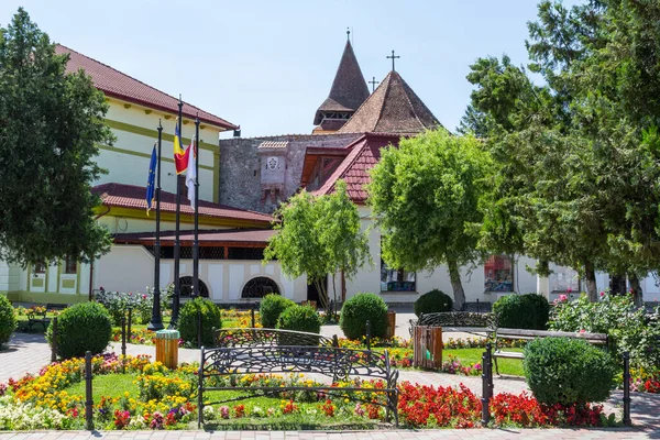 Peter Lutheran Kilisesi Manzarası Grimbav Kasabasındaki Tarihi Kilise Kalesi Transilvanya — Stok fotoğraf