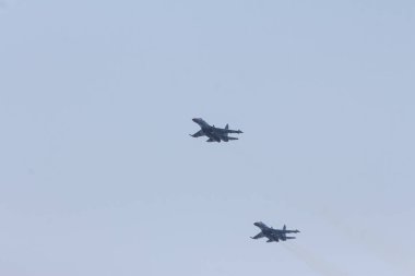 Ukrayna Deniz Kuvvetleri 'ne ait bir avcı uçağı Odesa şehrinde bir askeri geçit töreninde. Ukrayna. 24 Ağustos 2021