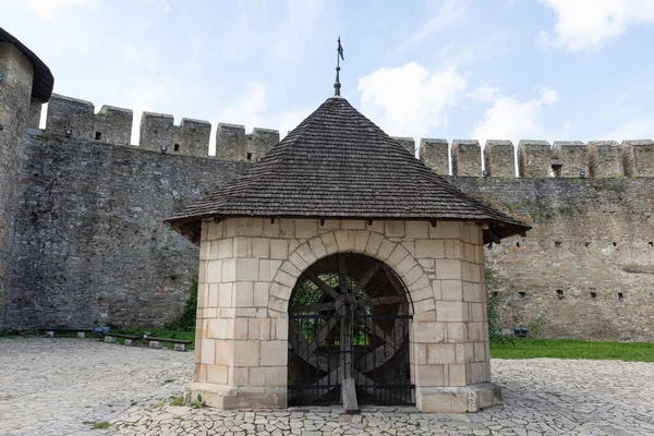 An ancient well in the courtyard of the Khotyn fortress. Ukraine