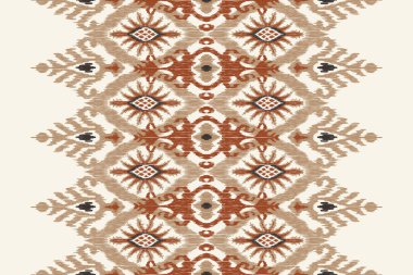 Beyaz arka plana Ikat çiçekli desenli nakış. Geometrik etnik oryantal desen geleneği. Doku, kumaş, giysi, dekorasyon, eşarp için tasarım..