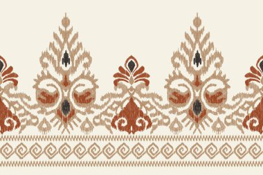 Beyaz arka plana Ikat desenli desenli işleme.Geometrik etnik oryantal desen geleneği. Doku, kumaş, kıyafet, ambalaj, dekorasyon, sarong için tasarım..