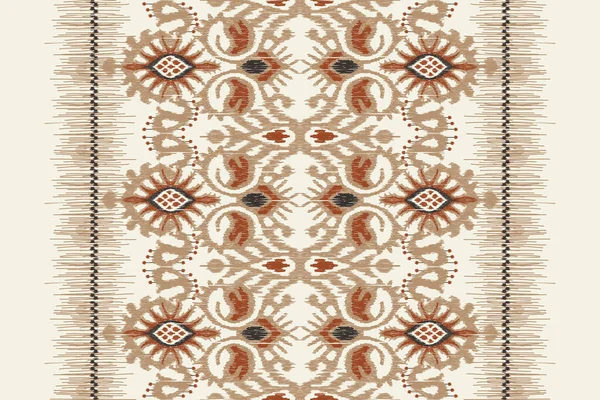白い背景にイカットの花ペイズリー刺繍 幾何学的な民族の東洋のパターンの伝統 アステカスタイル抽象的なベクトルのイラスト テクスチャ ファブリック ラッピング スカーフのためのデザイン — ストックベクタ