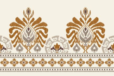 Beyaz arka plana Ikat desenli desenli işleme.Geometrik etnik oryantal desen geleneği. Doku, kumaş, kıyafet, ambalaj, dekorasyon, sarong için tasarım..