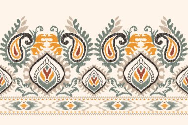 Beyaz arka plana Ikat desenli desenli işleme.Geometrik etnik oryantal desen geleneği. Doku, kumaş, kıyafet, ambalaj, dekorasyon, sarong için tasarım..