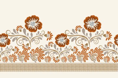 Beyaz arka plana Ikat desenli desenli işleme.Etnik oryantal desen geleneği. Doku, kumaş, giysi, ambalaj, dekorasyon, sarong, baskı için soyut vektör çizimi.