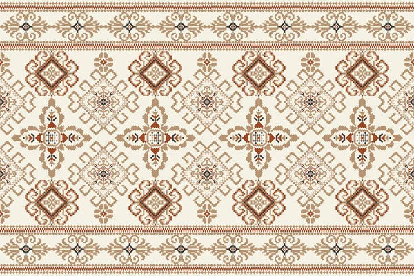 白色背景上的几何花纹十字绣 东方图案传统 阿兹特克风格的抽象矢量插图 围巾的设计 — 图库矢量图片