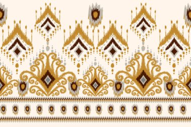 Beyaz arka plan üzerine Hipster Ikat desenli işleme.Etnik oryantal desen geleneği. Doku, kumaş, giysi, ambalaj, dekorasyon, sarong için tasarım..