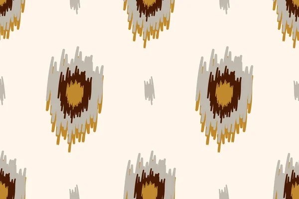 白い背景にイカットの花ペイズリー刺繍 イカットの民族的な東洋のシームレスなパターンの伝統 アステカスタイル抽象的なベクトルのイラスト — ストックベクタ