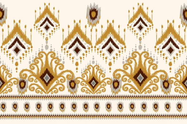 伊卡特 派斯利在白色背景上的绣花 伊卡特族东方图案传统 阿兹特克风格的抽象矢量插画 沙隆设计 — 图库矢量图片