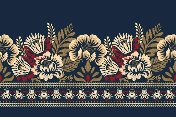 Colorful asian style floral pattern. Navy background floral tapestry.  paisley pattern with traditional indian style, design for decoration and  textiles Stock Illustration