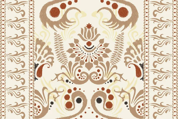 Ikat Blumenpaisley Stickerei Auf Weißem Hintergrund Ikat Ethnisch Orientalische Muster — Stockvektor