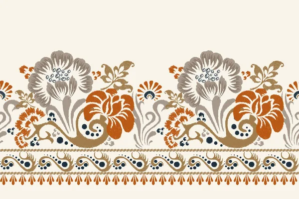 Ikat Blumen Paisley Stickerei Auf Weißem Hintergrund Ikat Ethnisch Orientalische — Stockvektor