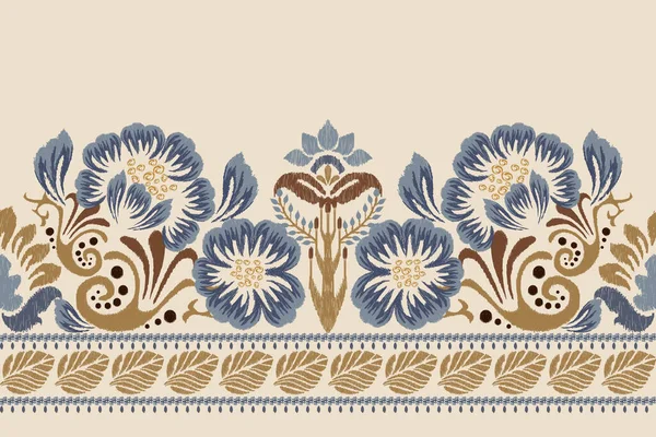 Ikat Blumenpaisley Stickerei Auf Cremefarbenem Hintergrund Ikat Ethnische Orientalische Muster — Stockvektor