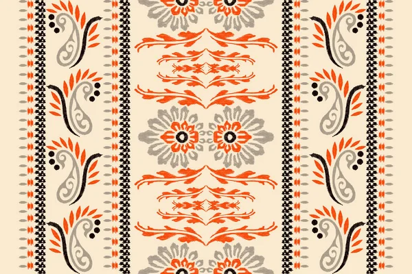 白花绣花绣花在奶油背景上 Kat东方图案传统 Aztec风格的抽象矢量插画 地毯的设计 — 图库矢量图片