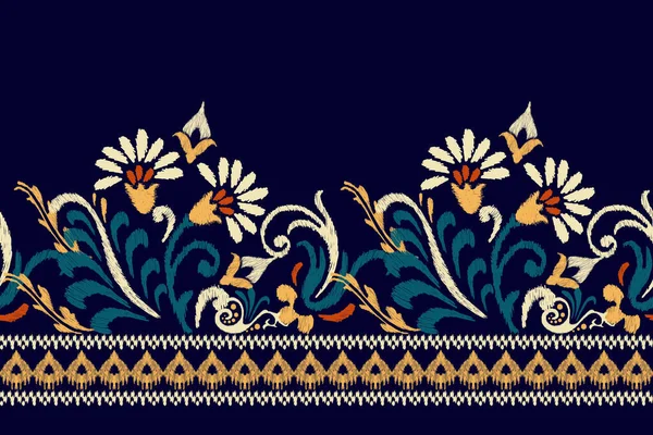 Яцківська Квіткова Вишивка Темно Фіолетовому Тлі Традиційний Етнічний Східний Візерунок — стоковий вектор