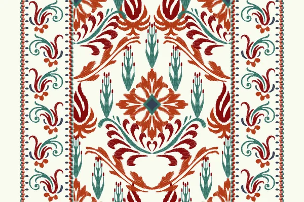 白色背景上的花绣花绣花 传统的东方图案 阿兹特克风格的抽象矢量插画 地毯的设计 — 图库矢量图片