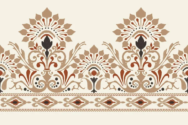 Ikat Broderie Paisley Floral Sur Fond Blanc Modèle Oriental Ethnique — Image vectorielle