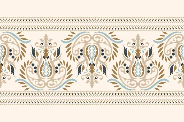 Ikat Цветочные Paisley Вышивки Белом Фоне Ikat Этнический Восточный Узор — стоковый вектор