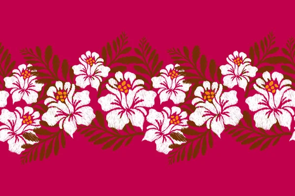Ikat Bordado Paisley Floral Sobre Fondo Persa Ikkat Patrón Étnico — Vector de stock
