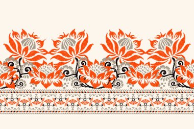 Beyaz arka plana Ikat desenli desenli işleme.Etnik oryantal desen geleneği. Doku, kumaş, giysi, ambalaj, dekorasyon, sarong, eşarp için soyut vektör çizimi.