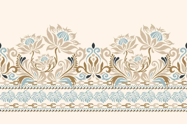 白い背景にイカットの花のペイズリー刺繍 イカットの民族的な東洋のパターンの伝統 アステカスタイル抽象的なベクトルのイラスト — ストックベクタ