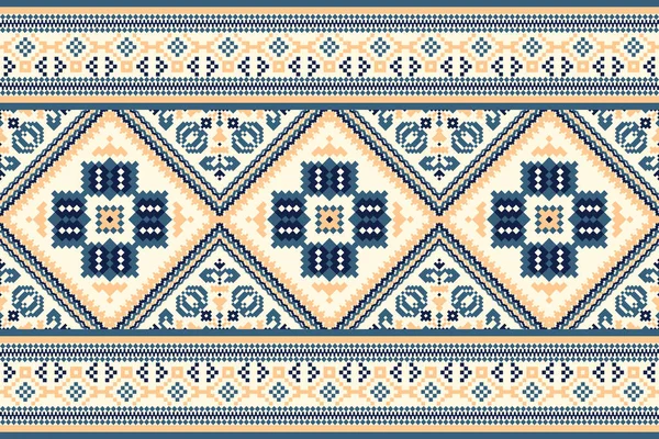 Blomsterkryssbroderi Hvit Bakgrunn Geometrisk Etnisk Orientalsk Mønster Tradisjonal Aztekisk Stil – stockvektor