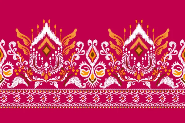 イカット花の刺繍ペルシャの背景 Ikat民族東洋パターン伝統 Aztecスタイル抽象ベクトルイラスト テクスチャ ファブリック ラッピング サロン用デザイン — ストックベクタ